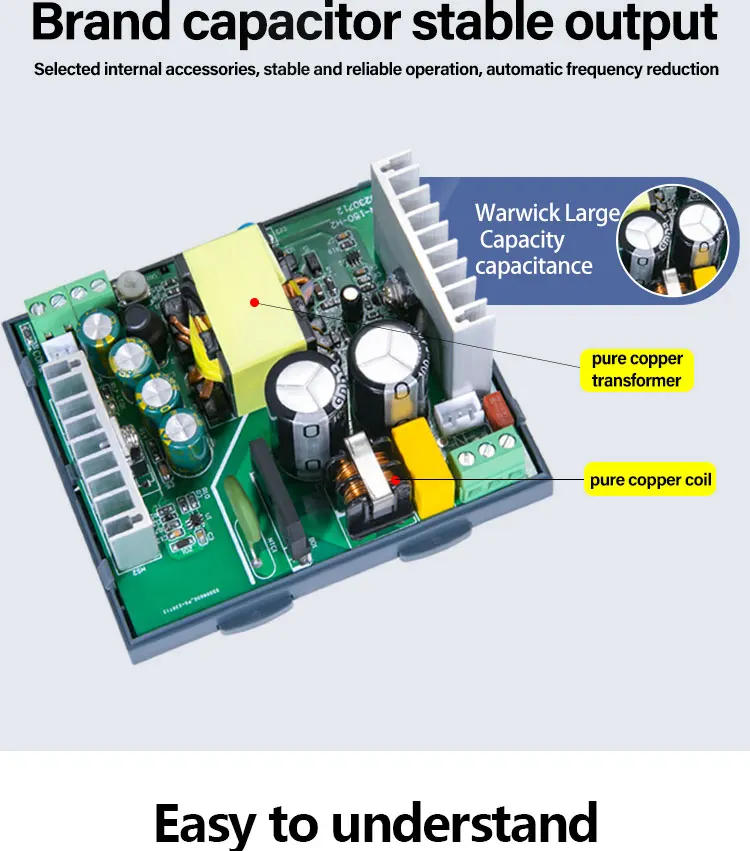 Description Picture 5 of itemQYR-60W 100W 150W DIN Rail Switching Power Supply AC-DC 12V 24V with Digital Display Step Shape Industrial for LED Light Strip