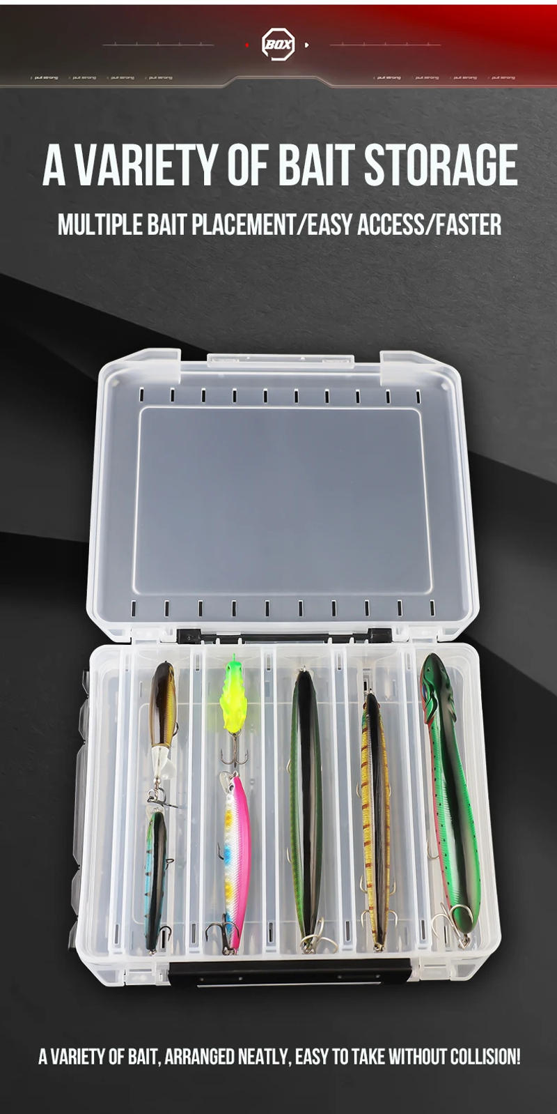Description Picture 6 of itemTAIYU 10/14/18 Compartment Double Sided Large Fishing Tackle Box for Storage Big baits Sea Fishing Lure High Quality Fishing Box