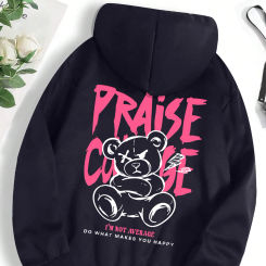 Cool Little Bear Cartoon Printing Hoody For Female Fashion Warm Streetwear Personality Autumn New Sweatshirt Fleece Womenwear
