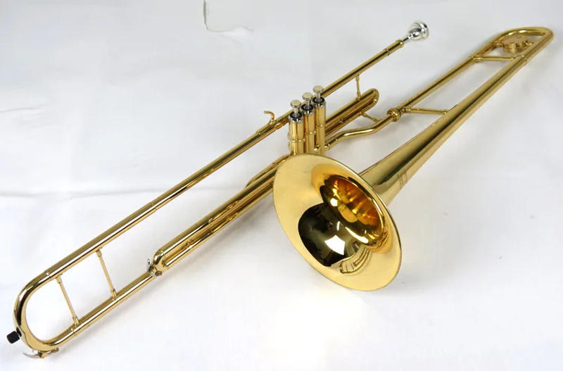 Description Picture 6 of itemHigh Bb Piston Trombone Musical Instruments Yellow Brass Body Lacquer Finish with Case Mouthpiece