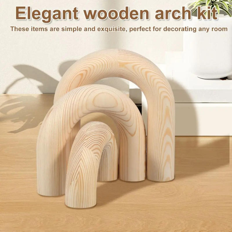 Description Picture 5 of itemBoho Style Decorative Wood Arc Ornament Hand-carved Handmade Arched Wooden Model Unique Arch Craft Ornament TV Cabinet