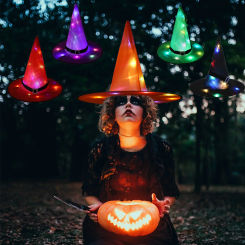 Halloween Decoration Glowing Witch Hat LED  Lights Hat Headdress for Children Adult Cosplay Costume  Props Halloween Party Decor