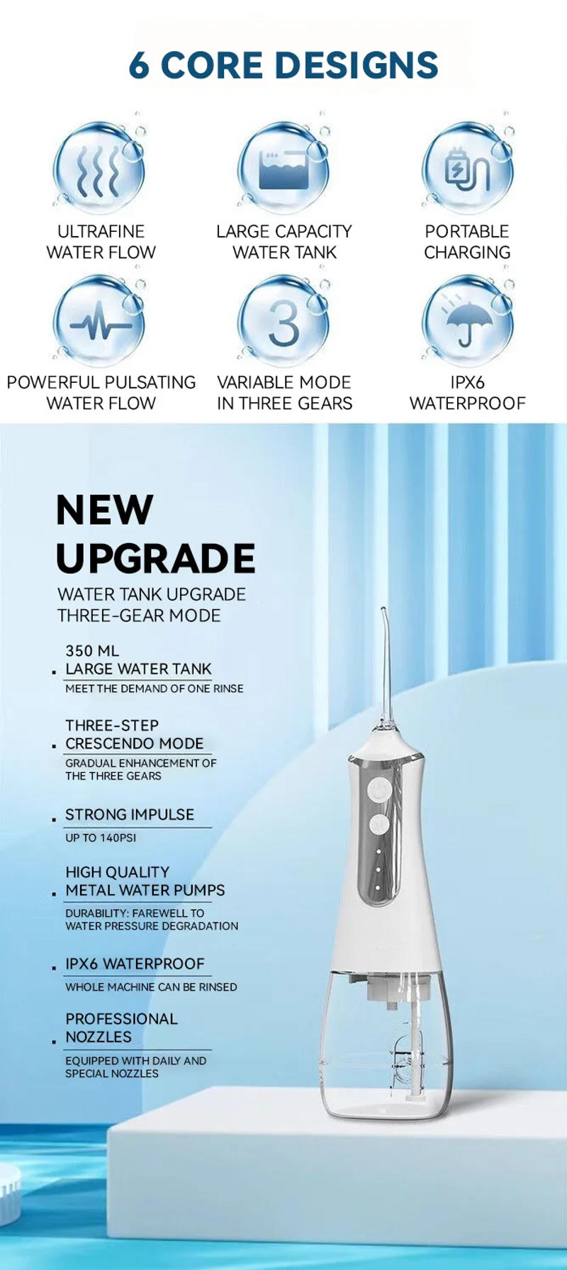 Description Picture 6 of itemProtable Water Flosser Oral Irrigator Teeth Whitening Dental Jet Pick Mouth Washing Machine Pulse Dentistry Tools Cleaner USB