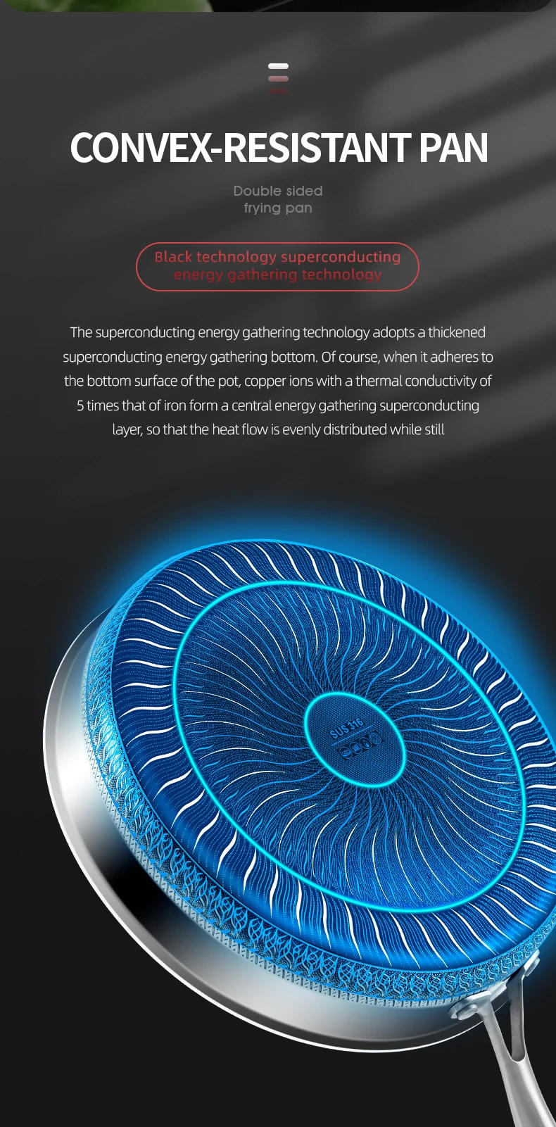 Description Picture 4 of item316/304 Stainless Steel Frying Pan High Quality Pan Fried Steak Non Stick Pan General Purpose Induction Cooker Honeycomb Wok