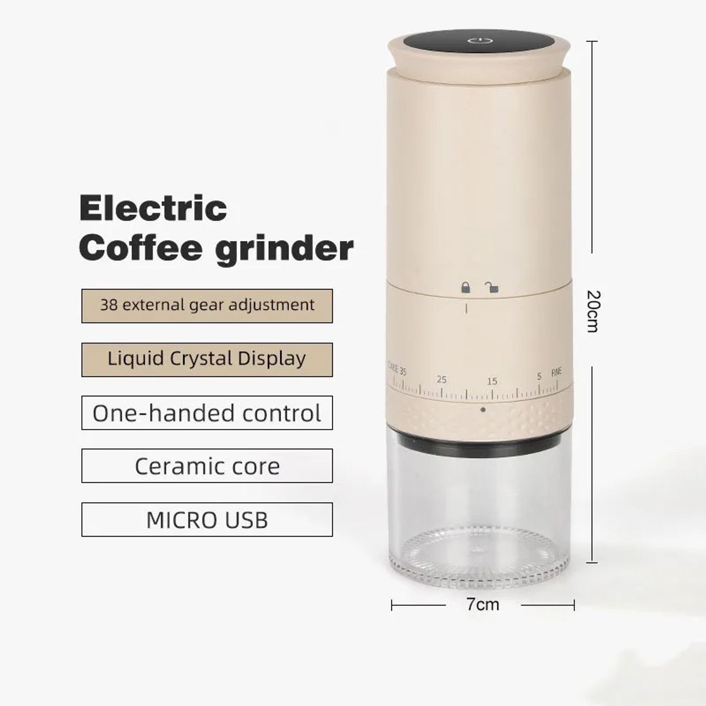Description Picture 2 of item1500mAh Electric Coffee Grinder Externally Adjustable Type-C Charging Coffee Burr Grinder Bean Grinding Machine Coffee Maker