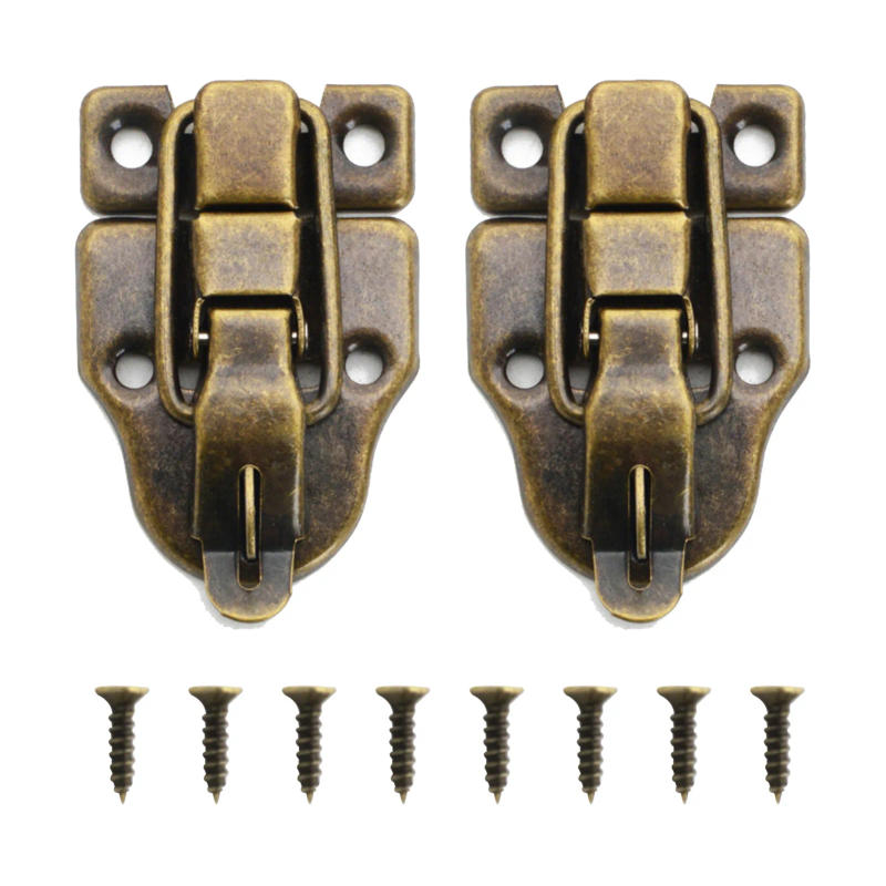 Description Picture 6 of item2pack Durable Retro Style Toggle Latch Toolbox Jewelry Chest Duckbilled Hasp Furniture Cabinet With Screws Wooden Box Clasp