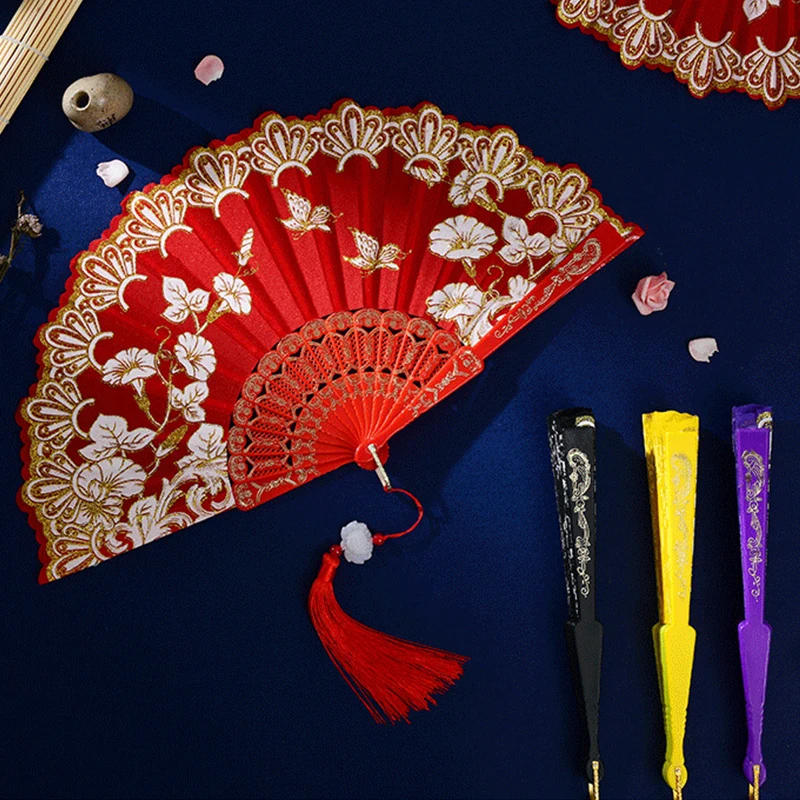 Description Picture 5 of itemHandmade Embroidery Hot Stamping Chinese Folding Fan Dance Performance Props Living Room Tabletop Home Decoration Gifts