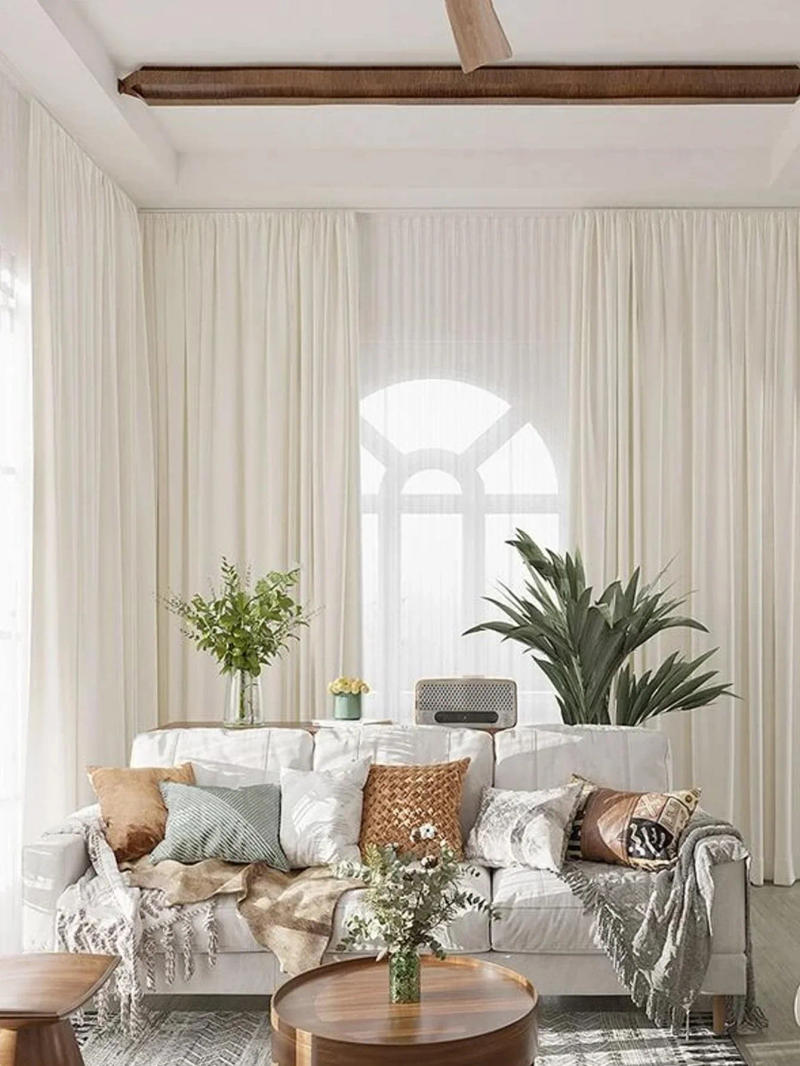 Description Picture 3 of item1PC Simple modern velvet beige living room bedroom curtains