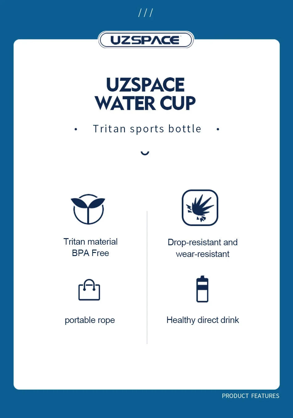 Description Picture 3 of itemHot Sale 500/1000ML Sports Water Bottle Shaker Outdoor Travel Portable Leakproof Drinkware Tritan Plastic Drink Bottle BPA Free