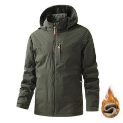 Men's Winter Warm Coat Fleece Warm Windproof Waterproof Spring Outdoor Casual Jacket Can Be Removed Hat Hardshell Jackets