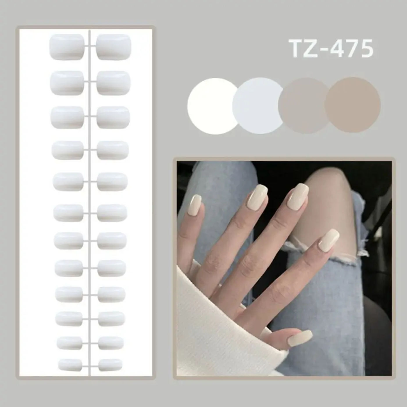 Description Picture 6 of item24Pcs Solid Color Short Square Head False Nails Glossy Wearable Fake Nails Detachable Full Cover Nail Tips Press On Nails