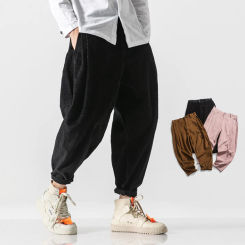 Men Harem Pants 2022 Spring Fashion Chinese Style Pants Mens Solid Black Sweatpants Male Loose Trousers Oversize