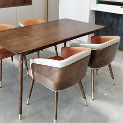 Modern Minimalist Dining Chair Luxury Wooden Armchair High Quality Lounge Chairs Comfortable Seat Kitchen Furniture HY50DC
