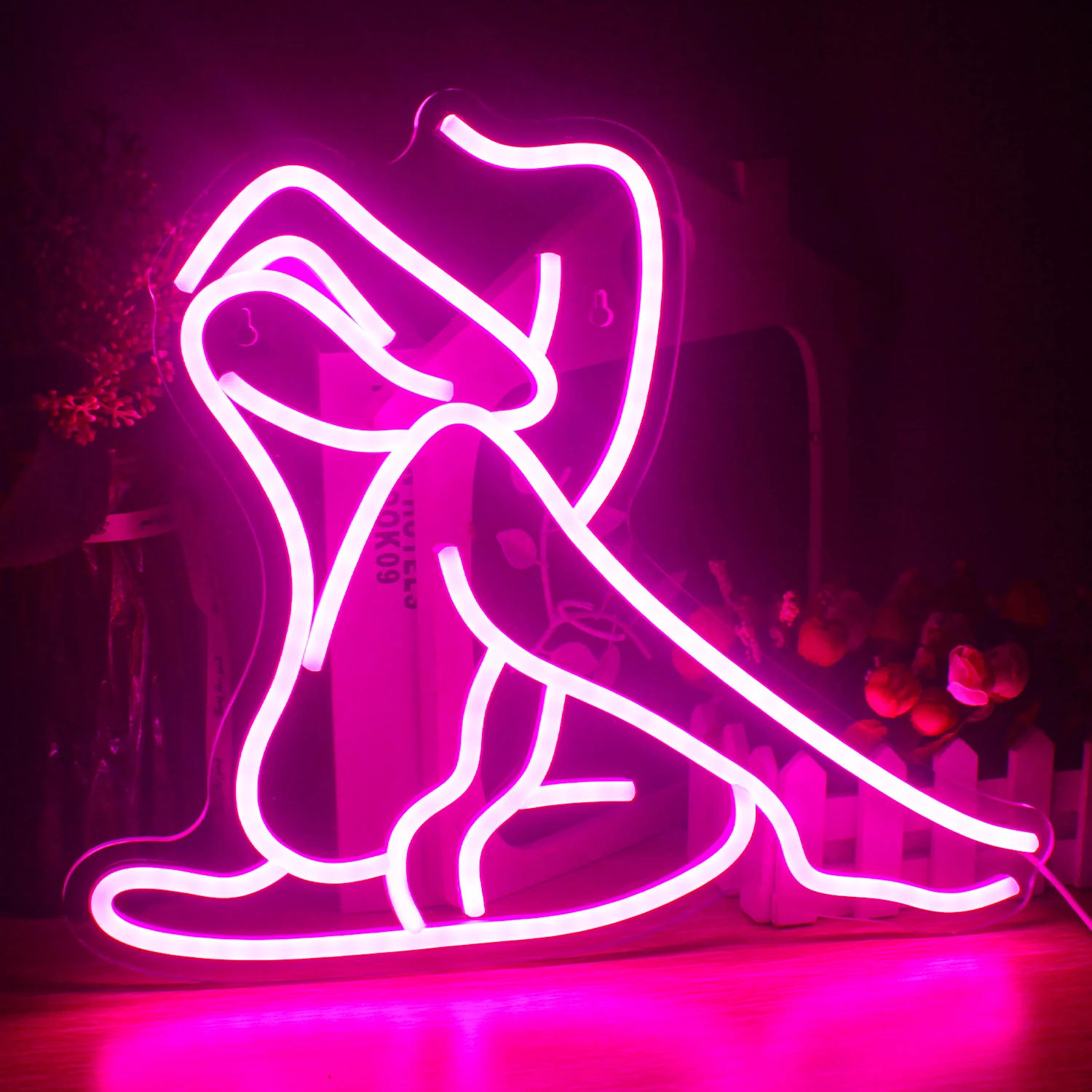 Description Picture 2 of itemPink Lady Neon Signs Sexy Sitting Naked Woman LED Lights Dimmable Wall Light Up Sign Wedding Party Bar Bedroom Room Decor Gift