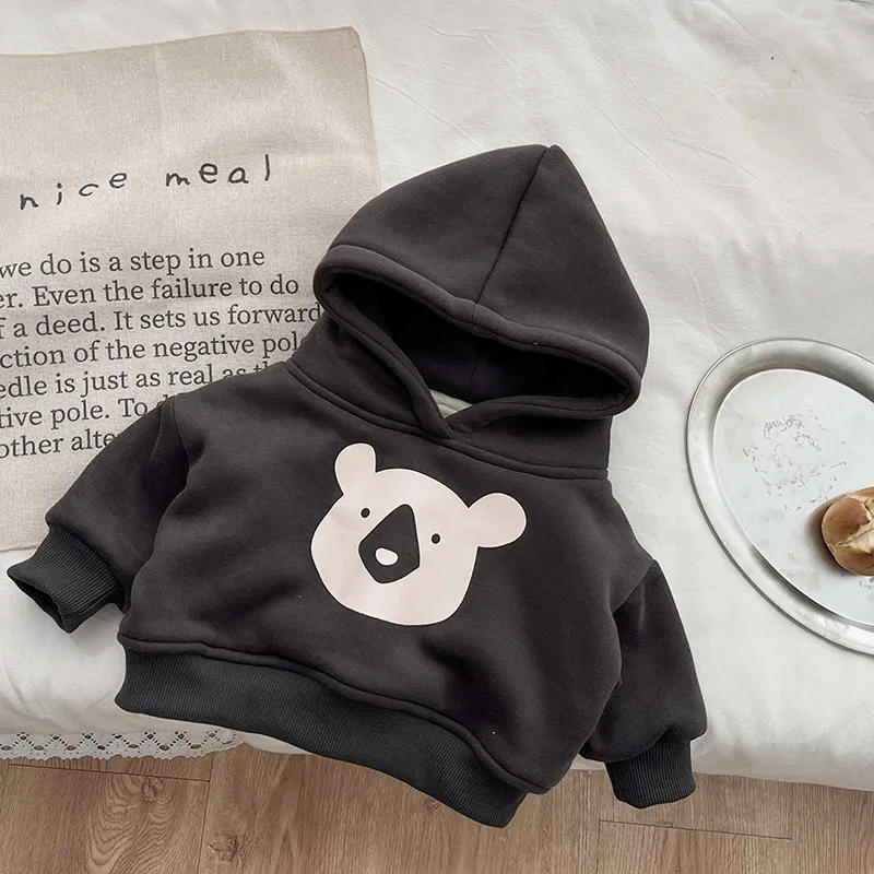 Description Picture 5 of item2024 Winter New Baby Fleece Hooded Sweatshirt Cotton Infant Casual Pullover Plus Velvet Thick Toddler Cartoon Bear Warm Hoodie