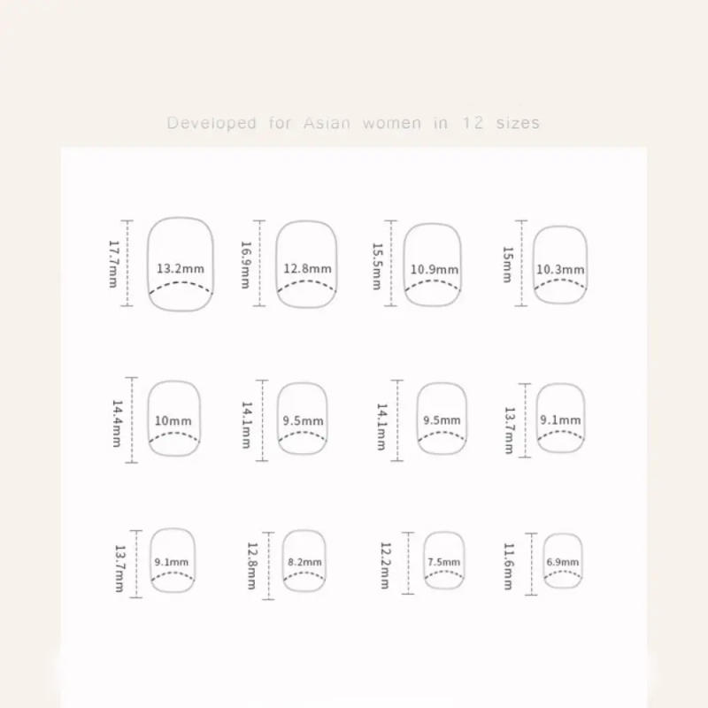 Description Picture 3 of item24pcs Short Square False Nails French Shining Crystal Glitter Ink Wavy Full Cover Detachable Nail Tips