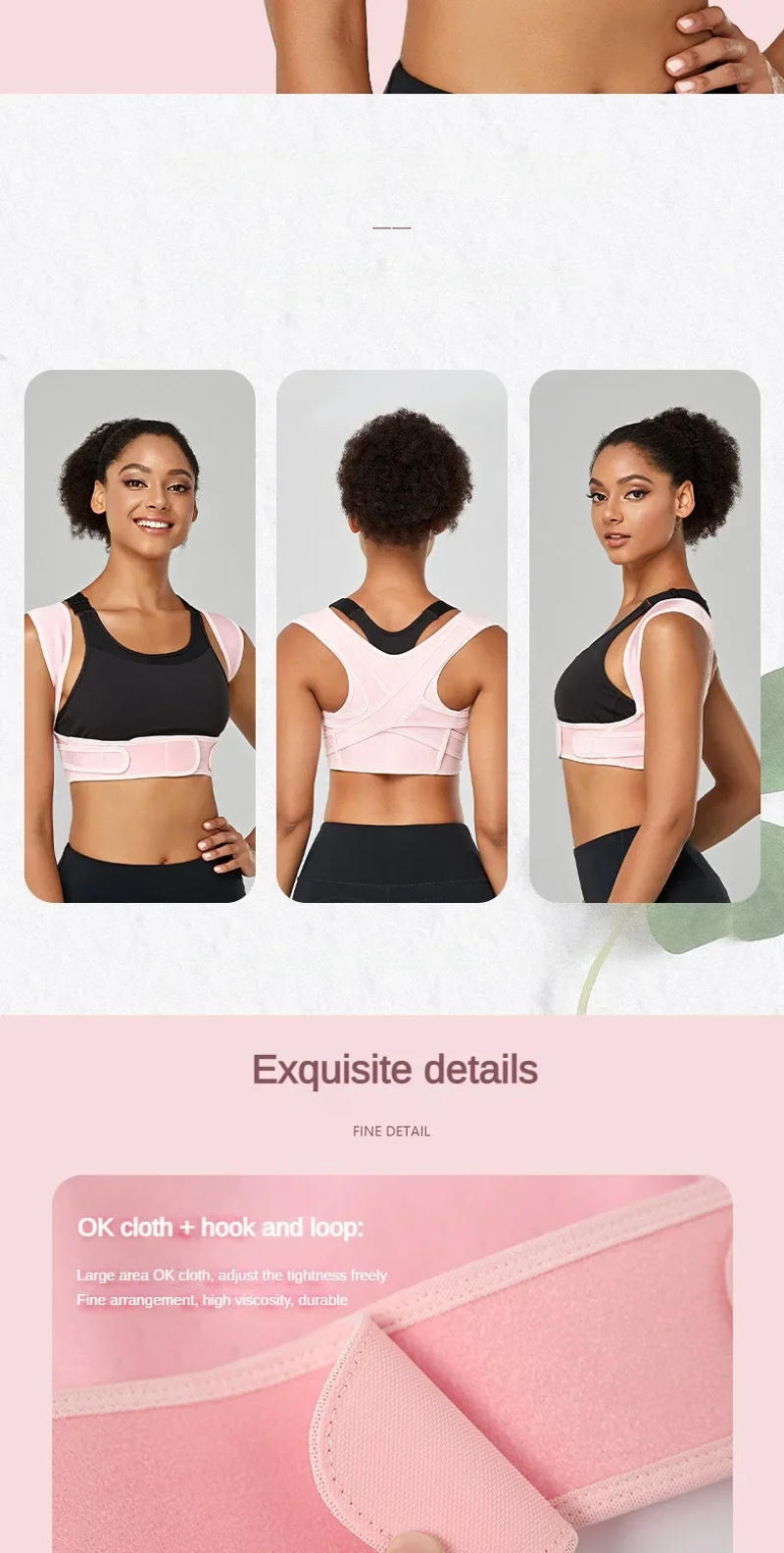 Description Picture 6 of itemAdjustable Clavicle Posture Corrector Upper Back Brace Shoulder Lumbar Support Belt Corset Men Women Hunchback Correction
