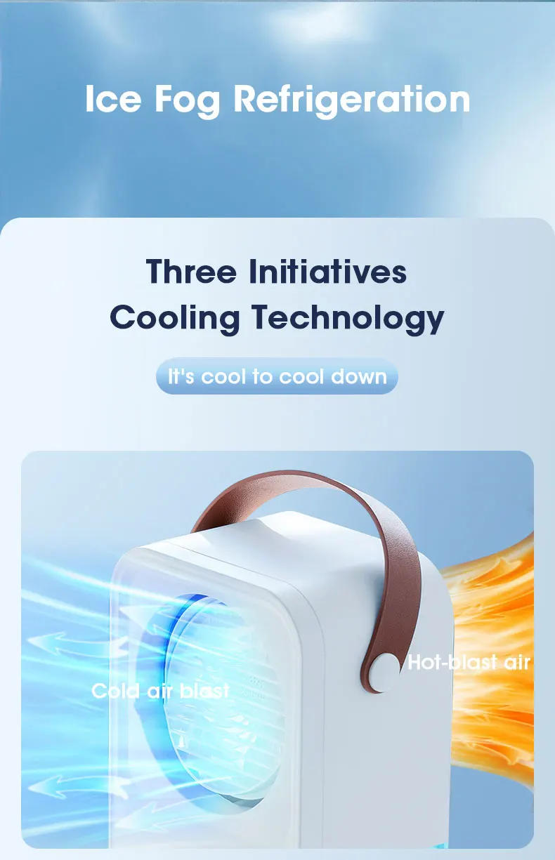 Description Picture 3 of itemHumidifier Fan Air Conditioner Water Spray Mist Rechargeable Portable Purifier 4 Speed 1 Mode Spray Fan Car Home Camping Travel