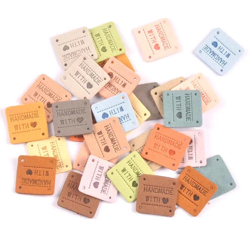 Description Picture 3 of item20Pcs 2.5cm Square PU Cloth Handmade Embossed Tags DIY Flag Label For Garment Sewing Accessories cp3437