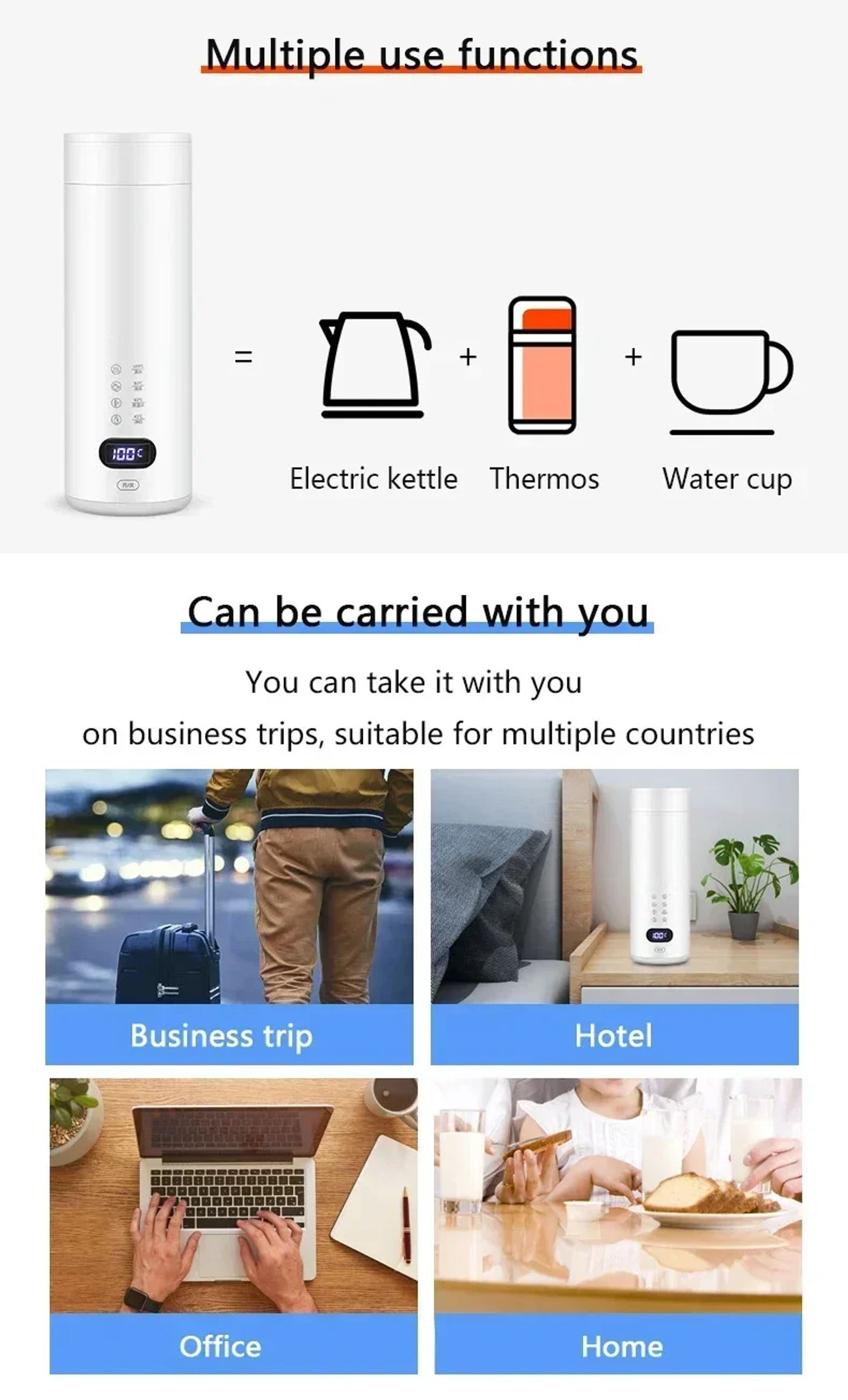 Description Picture 3 of item400ML electric water cup intelligent boiling cup electric cup multifunctional health cup portable boiling electric kettle