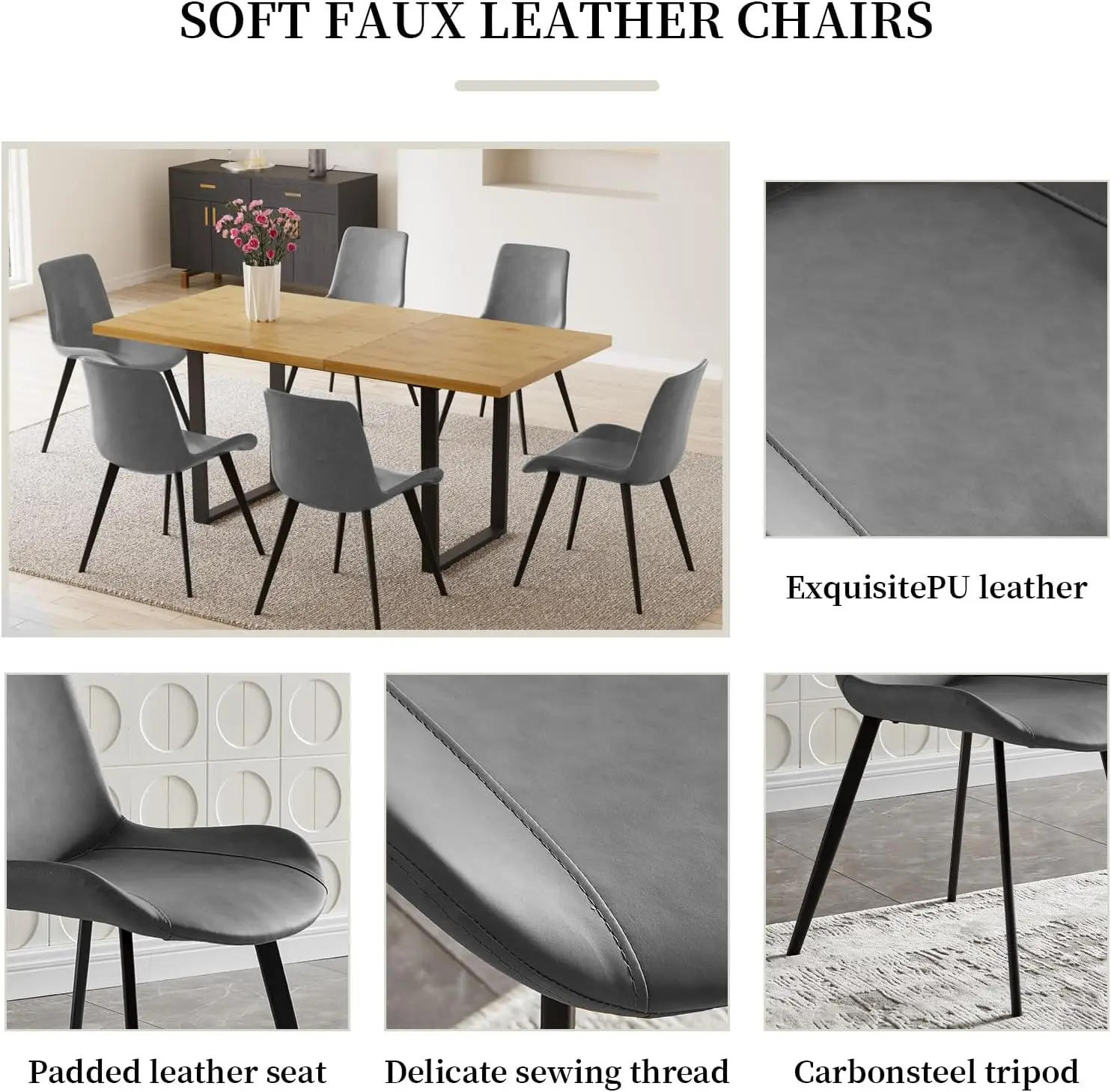 Description Picture 6 of itemDining Tables, 6-8 People Kitchen Dinings Room Table Set Extendable Wood Dinings Table and 6 Upholstered Chairs, Dining Tables