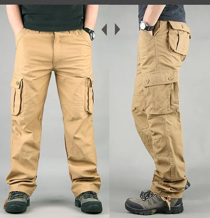 Description Picture 3 of itemMulti-pockets Cargo Pants Men Spring Autumn Outdoor Casual Cotton Trousers Men Large Size 29-44 Khaki Cargo Pants Mens Overalls