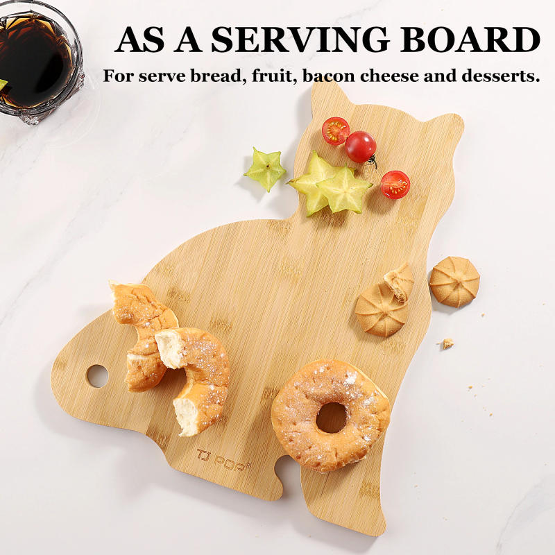 Description Picture 2 of itemBamboo Cutting board Cartoon Classification Chopping Board Cat-shaped Chopping Block Cheese Bread Board Steak Tray Coffee Plate