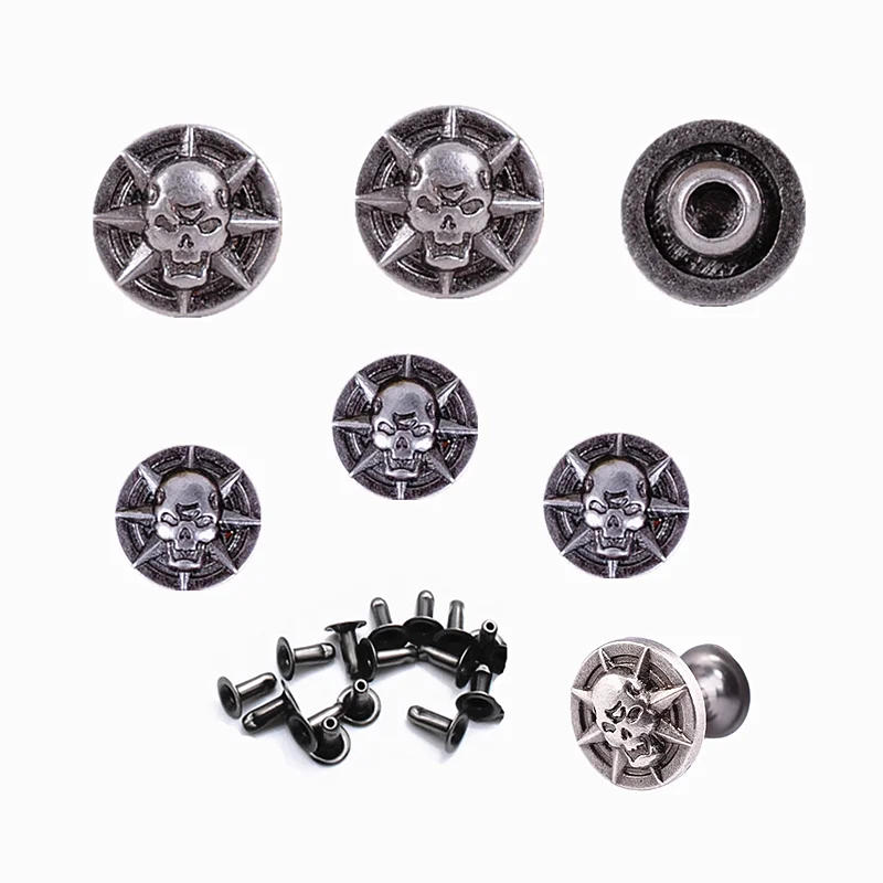 Description Picture 2 of item50pcs Punk Skull Decorative Metal Button Rivet Fasteners for Leather Belt Bag Clothing Leathercraft Accessories Conchos