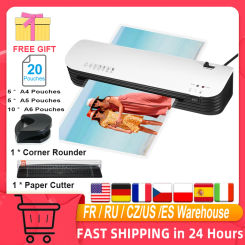 SL299 Laminator Machine Set A4 Size Hot and Cold Lamination 2 Roller System w/ 20 Laminating Pouches Paper Cutter Corner Rounder