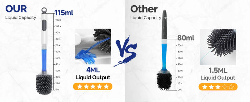 Description Picture 4 of itemWater Spray Silicone Toilet Brush 40cm Long Handle Refillable Silicone TPR Brush With Wall-Mounted Bathroom Cleaning Accessories