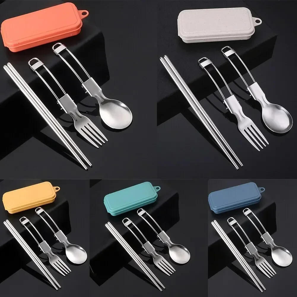Description Picture 4 of item304 Stainless Steel Solding spoon Creative Tableware Outdoor Portable Three-Fold Spoon Fork Travel Folding Spoon camping gear
