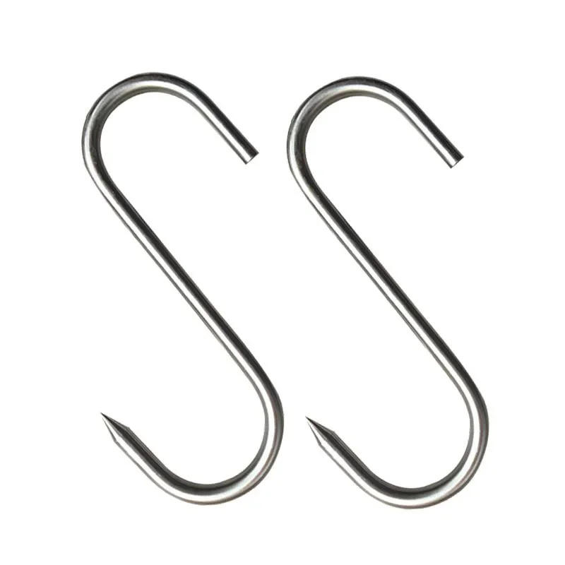 Description Picture 4 of item10/20PCS S-Shape Hooks Stainless Steel Hook With Sharp Tip Meat Clothes Hanger Hanging Hooks For Kitchen Butcher Shop Tools