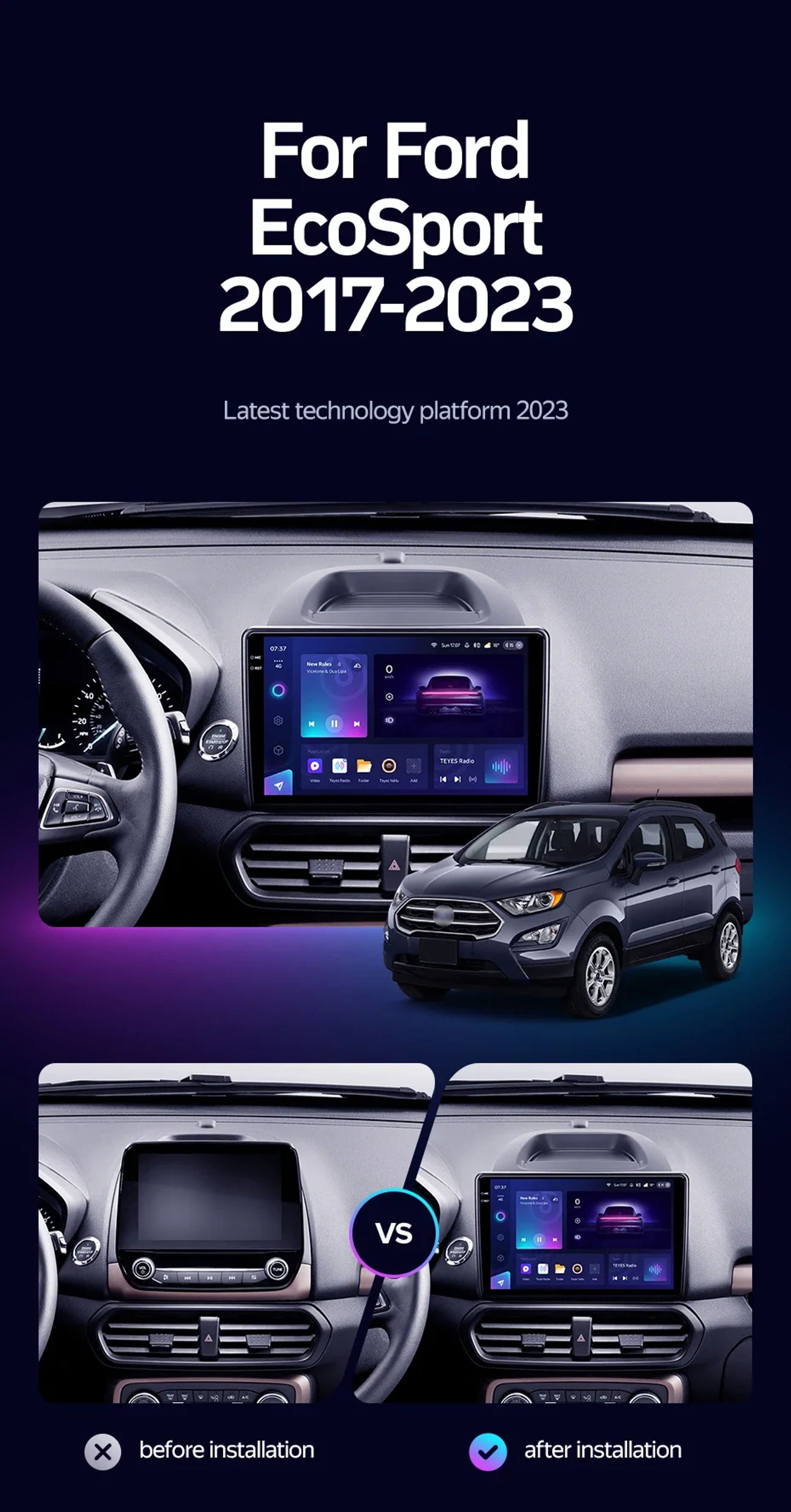 Description Picture 5 of itemAndroid 14 Car Radio For Ford EcoSport Eco Sport 2017-2023 Stereo Head Unit Multimedia Video Player GPS Carplay Android Auto 4G