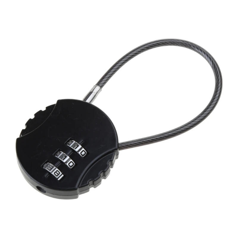 Description Picture 3 of itemSmall Travel Luggage Lock 3 Digit Combination Padlock Small Wire Rope Password Lock for Backpacks Gym School Lockers