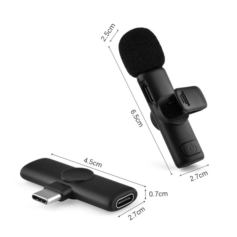 Description Picture 5 of itemAndoer Mini 2.4G Wireless Microphone System Clip-on Mic 20m Transmission Range Plug-and-Play for Phone Tablet Live Streaming