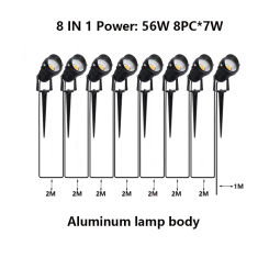 4-6-8 IN 1 Outdoor LED Garden Lights Waterprof Lawn Lamp 28W42W56W Landscape Spike Spotlights 24V110V220V Aluminum Lamp