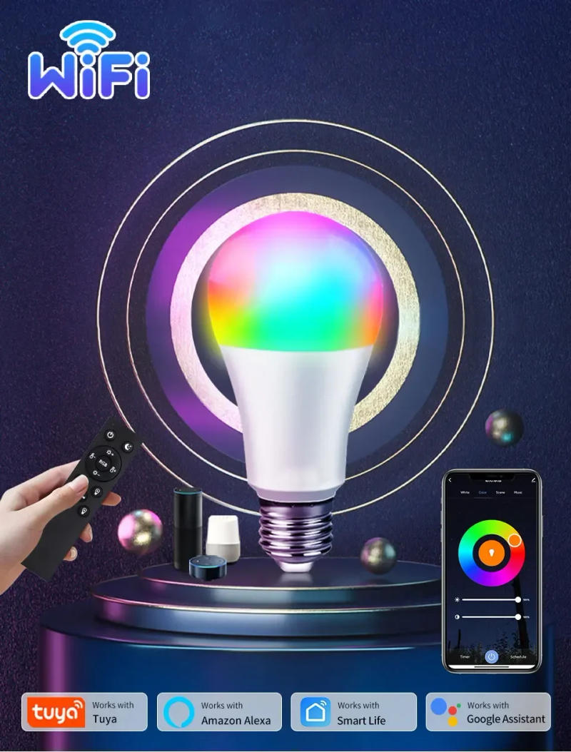 Description Picture 2 of item12W 15W 18W E27 Smart WiFi LED Bulb 85-265V Tuya Smart Life APP RF 2.4G Remote Google Home Alexa Voice Control Home Lighting