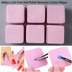 600pcs Lint-Free Nail Polish Remover Cotton Wipes UV Gel Tips Remover Cleaner Paper Pad Nails Polish Art Cleaning Manicure Tools