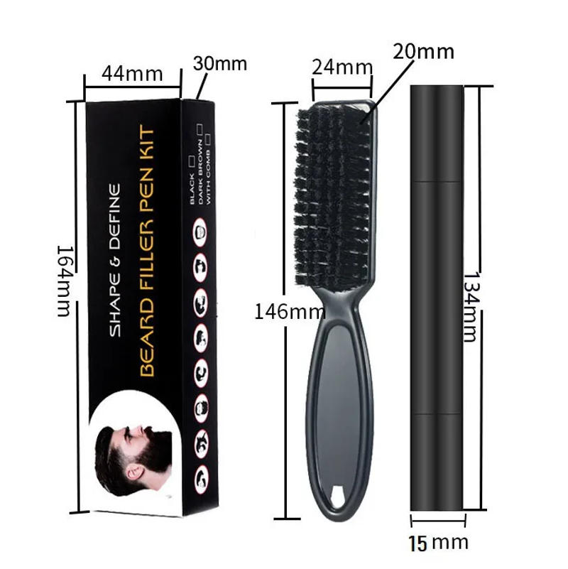 Description Picture 5 of itemHot Sale Beard Filling Pen Kit Beard Enhancer Brush Beard Coloring Shaping Tools Waterproof Black Brown Hair Pencil Man Cosmetic