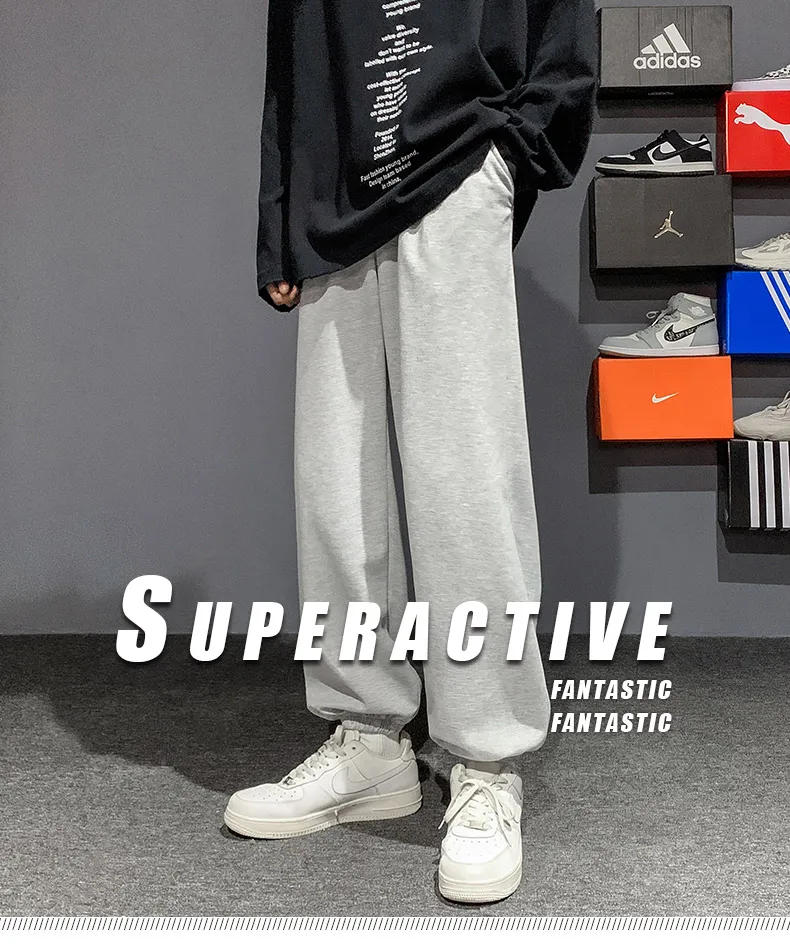 Description Picture 5 of itemMen's casual pants autumn new street loose straight wide-leg pants students outdoor jogging sports pants gray leggings 3XL