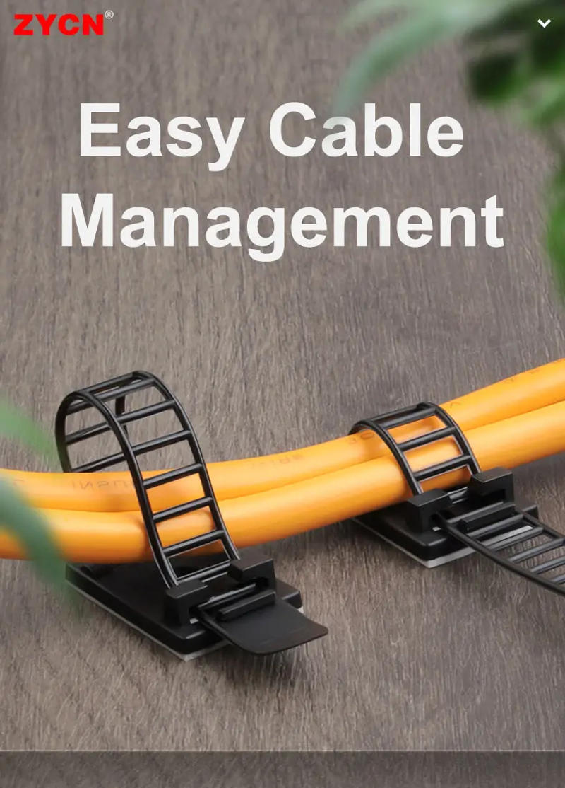 Description Picture 2 of item20PCS Adjustable Strap Holder Self Adhesive Plastic Network Wire Power Cord For Car Cable Tie Clip Stair Clamp S/M/L Organizer