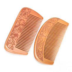 Peach Wood Handcrafted Comb Fine Tooth Anti-Static Comb Hair Styling Massage Care Combs