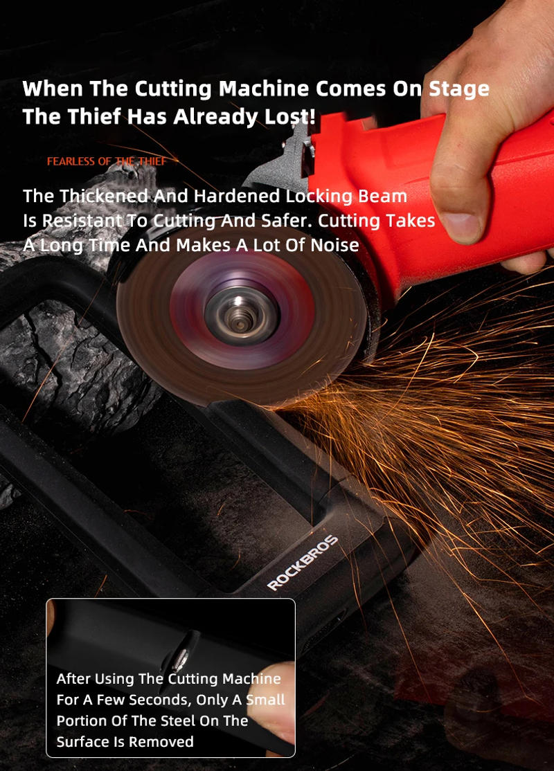 Description Picture 6 of itemROCKBROS Bike Lock Silicone U-Shaped Lock Resistant To Hydraulic Shear Motorcycle Anti-Theft Lock Electric Bicycle Accessories