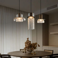 Retro minimalist cracked glass pendant light transparent amber restaurant pendant light store design room decoration lighting