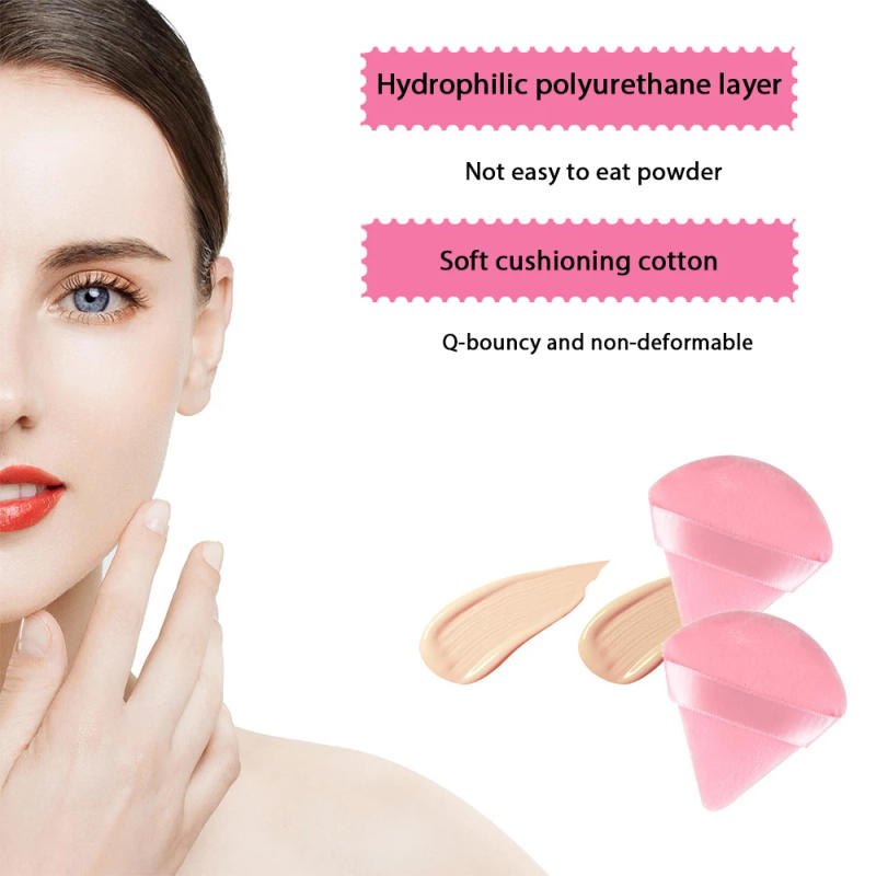 Description Picture 4 of item10/20Pcs Triangle Velvet Powder Puff Heart Shaped Makeup Sponges Blender Foundation Cosmetic Facial Sponges Make Up Accessories