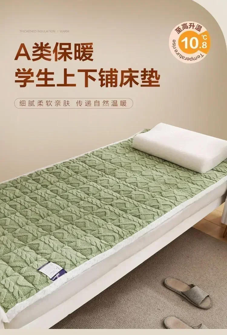 Description Picture 2 of itemWinter Warm Flannel Mattress Toppers Home Dormitory Soft Thick Bedspread Bed Cover Queen Size Bed Sheets Thin Quilted Tatami Mat
