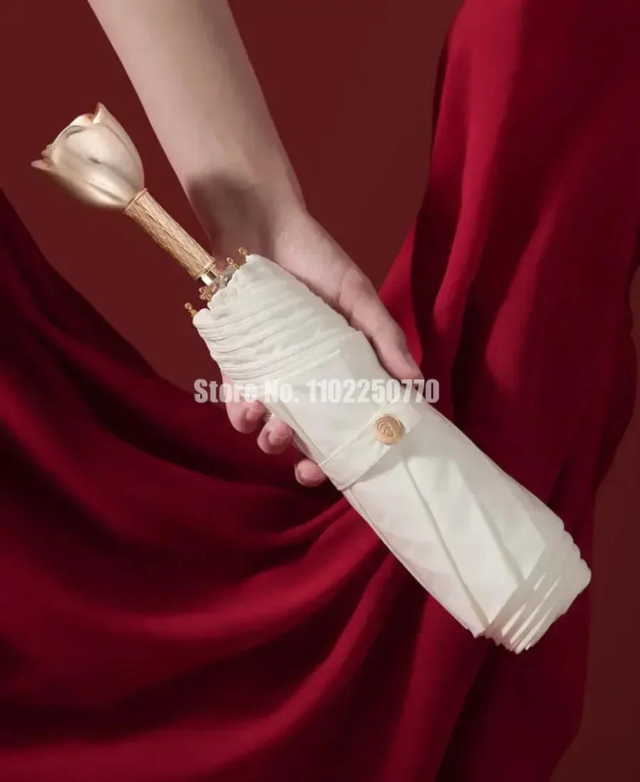 Description Picture 4 of itemWomen Umbrella Rain Flower Wedding Windproof Portable Female Rain Gear Luxury Three-fold Parachase Parasol Umbrella Academy