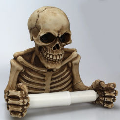 Skull Shape Paper Holder Resin Tissue Holder Wall Hanging Toilet Pumping Roll Paper Rack Halloween Party Decor