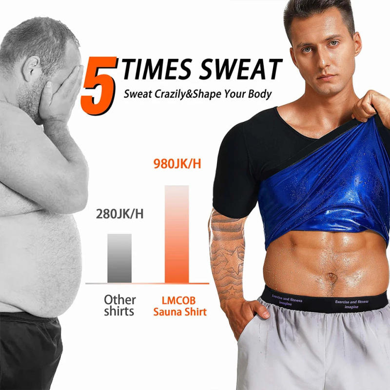 Description Picture 5 of itemMen Sauna Sweat Vest Heat Trapping Compression Shirts Gym Thermo Suit Workout Slimming Body Shaper for Weight Loss Fat Burner