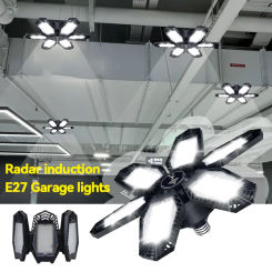E27 Ceiling Lighting Induction Light for Garage Warehouse Workshop Use 6 Adjustable Panel LED Bulbs for Night Lights